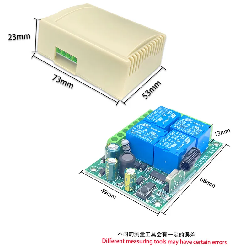 Реле AC220V 10A, 4 канала, беспроводной радиочастотный пульт дистанционного управления, передатчик с модулем приемника, 433 МГц, светодиодный пульт дистанционного управления