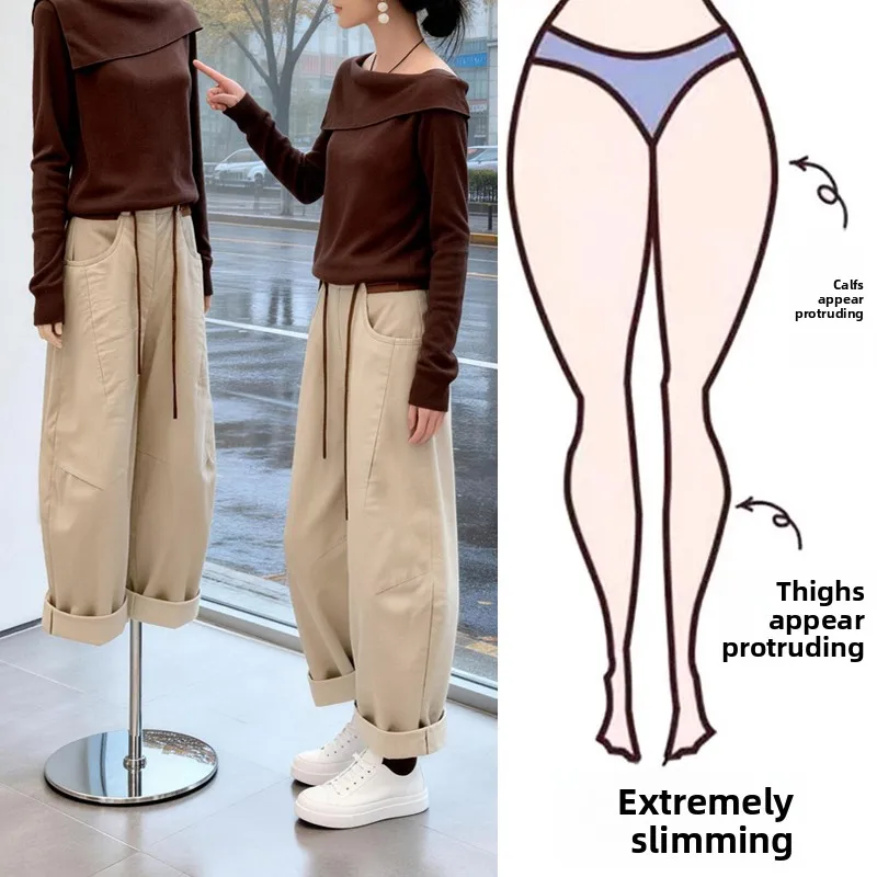 

Женские брюки с высокой талией и широкими штанинами, весенне-осенние, больших размеров, дизайнерские, повседневные, свободного кроя, в стиле Dad Pants