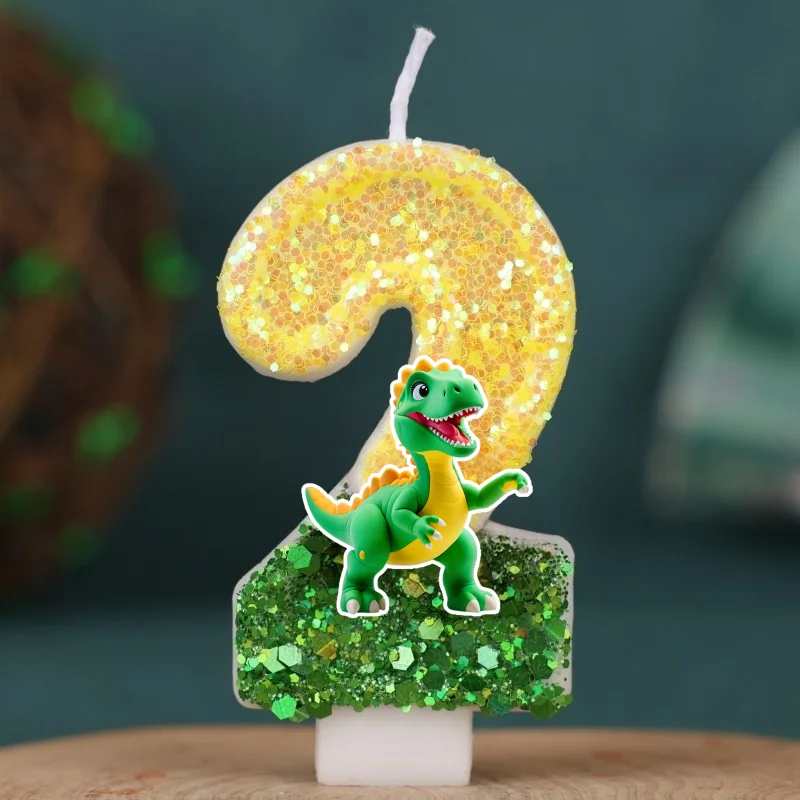 dinosaur T-Rex Digital Candle Number 0-9 Kids Birthday Cake Decoration Supplies Cartoon Anime Party Accessories Supplies