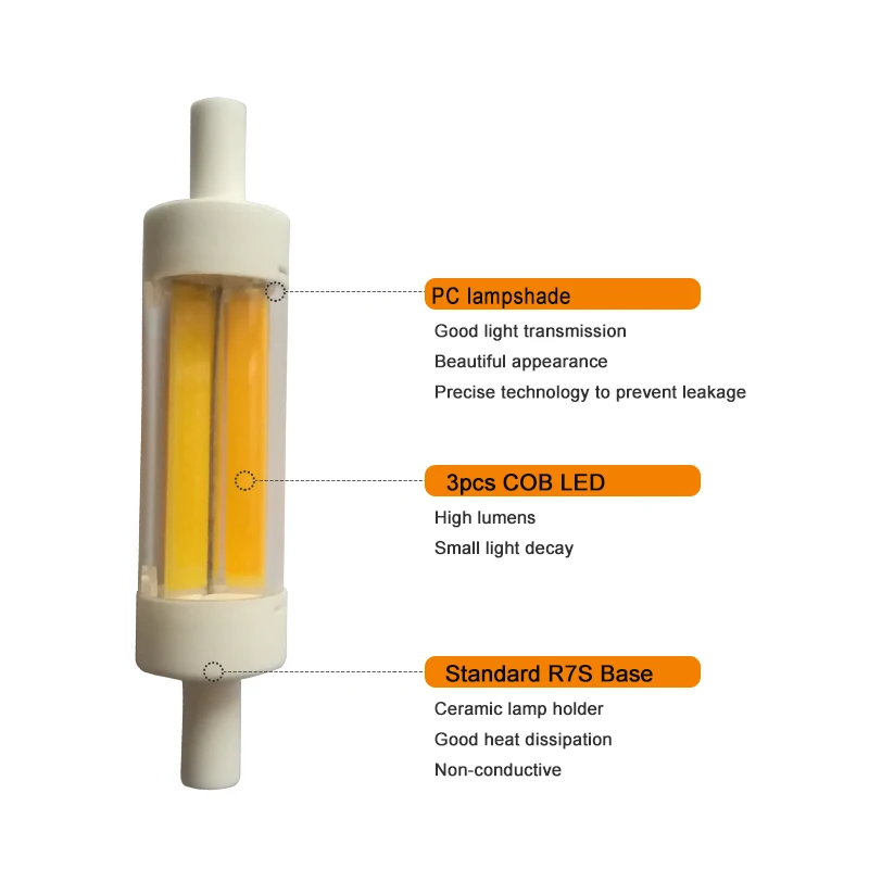 5 stücke/set LED R7S PC Rohr 3 stücke COB Birne 78MM Flut Lampe J78 J78 Ersetzen Halogen licht 50W AC220V 230V Lampadas