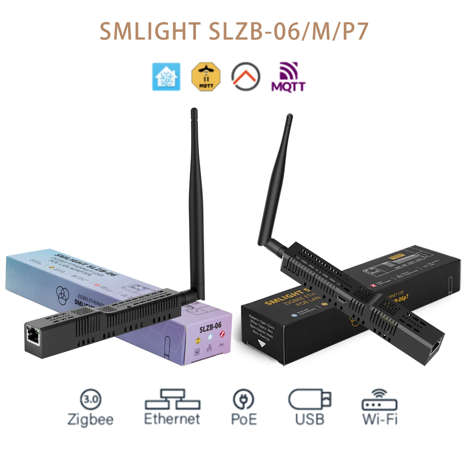 Zigbee-conmutador SMLIGHT SLZB-06/06M/06P7 a Ethernet,WiFi y centro de enlace USB, funciona con PoE con Zigbee2MQTT, asistente de casa, ZHA