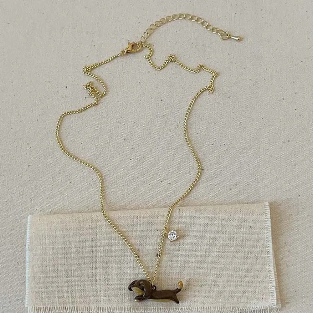 Lindos pendientes, pulsera, anillo de ácido acético, diadema de diamantes de imitación y pinza para el pelo con diseño de perro teckel Kawaii para boda