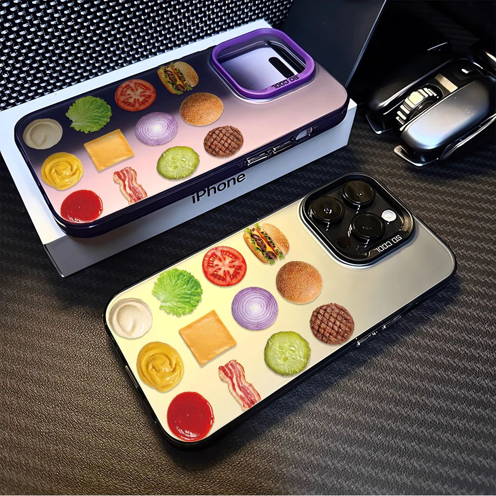 Burger Components Flat Lay Print Cute Phone Case Unisex For iPhone 11 Plus Pro 12 13 14 15 16 17 18 Max Air Hard PC Case