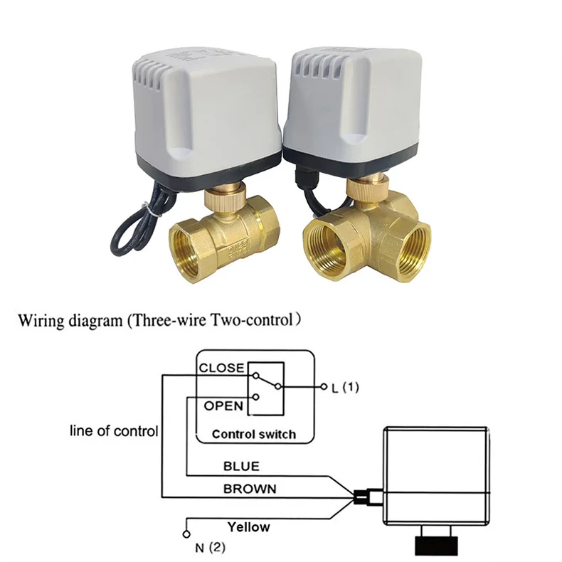 1/2" 3/4" 1" Motorized Ball Valve IP65 Waterpoof 3-Wire Two Control Two-Way Three-Way T Type Brass Thread Electric Ball Valve – Detail 1