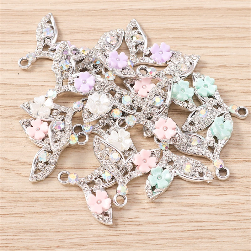 10pcs 19x18mm Cute Crystal Fish Tail Charms Pendants for Jewelry Making Drop Earrings Necklaces Bracelets DIY Crafts Accessories