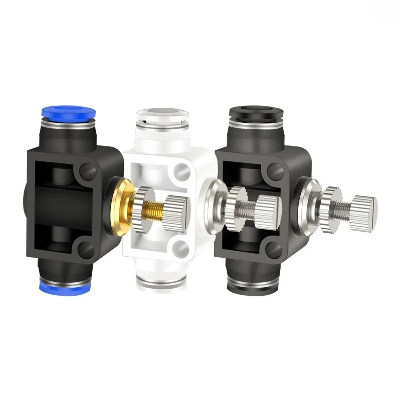 

8MM ID Air Flow Control Valve with Push-to-Connect Fitting,Speed Controller Union Straight (Pack of 5）