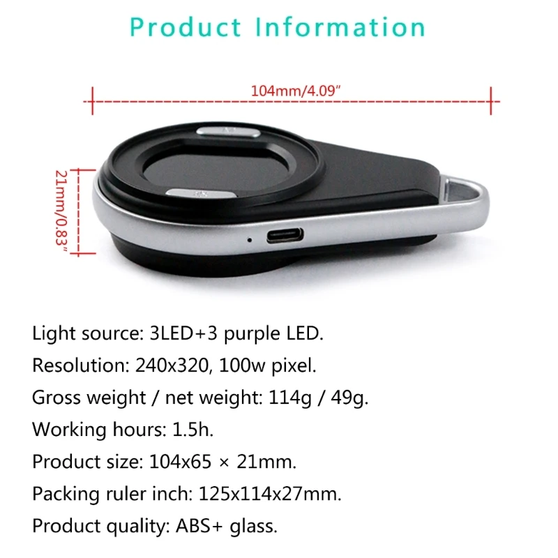 1Set Handheld Digital Microscope Portable Pocket Microscope with LED for Kids and Adults Type-C Coin Microscope Dropshipping