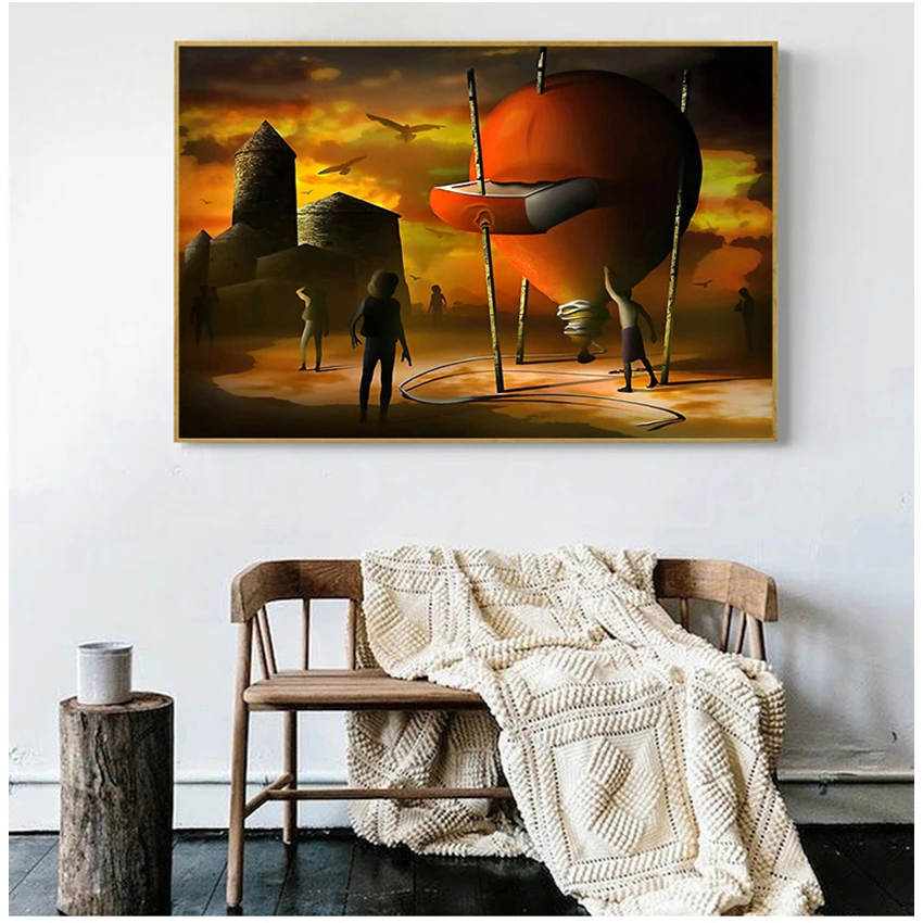 painting Diary of Discovery by Vladimir Kush Salvador Dali Canvas Art Print Poster The Waves Book Sailboat Picture Canvas