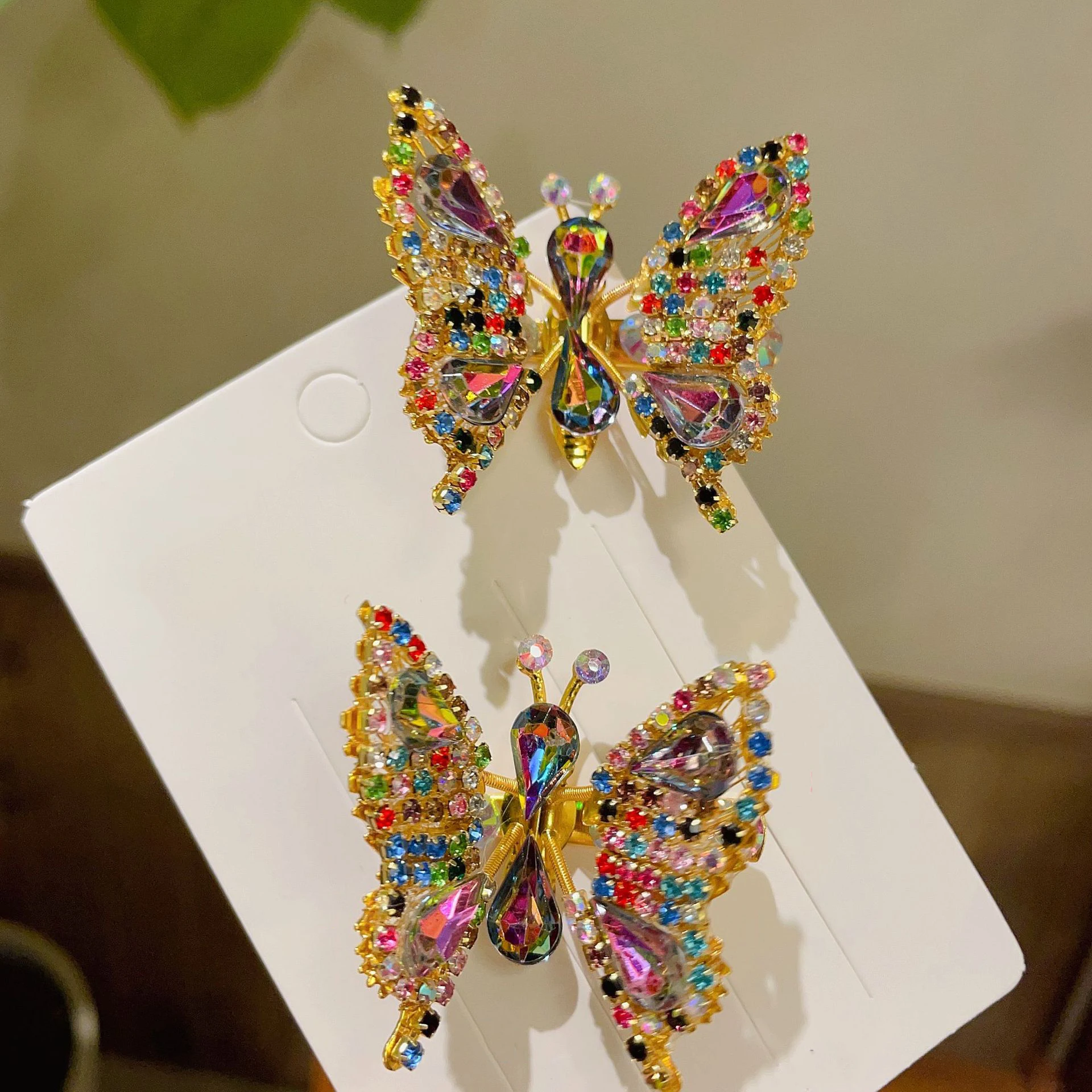 Horquilla de mariposa movible de diamantes de imitación Multicolor brillante, Clip de pato lindo, tocado de niña, bonito regalo de cumpleaños para