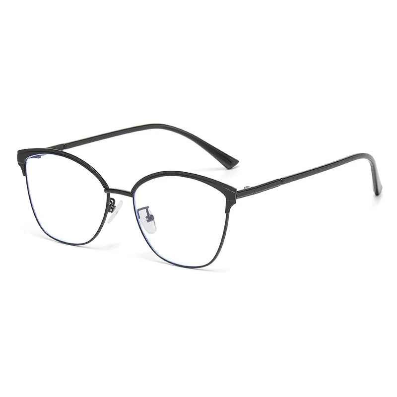 Women's INS Style Metal-Frame Anti-blue Light Glasses Retro Cat-Eye Plain Glasses Brand Design Popular Metal Eyeglasses