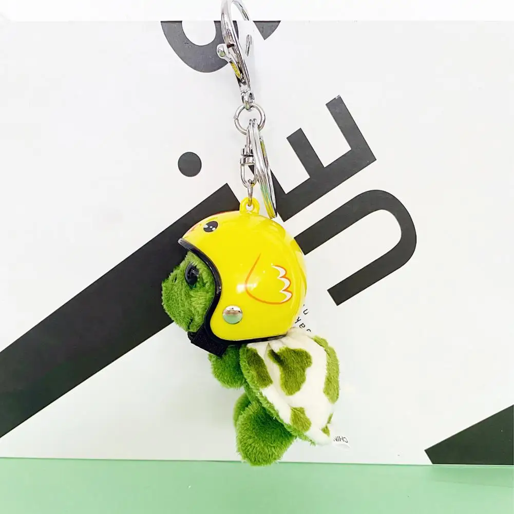 Novelty Turtle Plush Toy Keychain Cozy Stuffed Turtle Keychain with Helmet Adorable Animal Key Chain  Gift