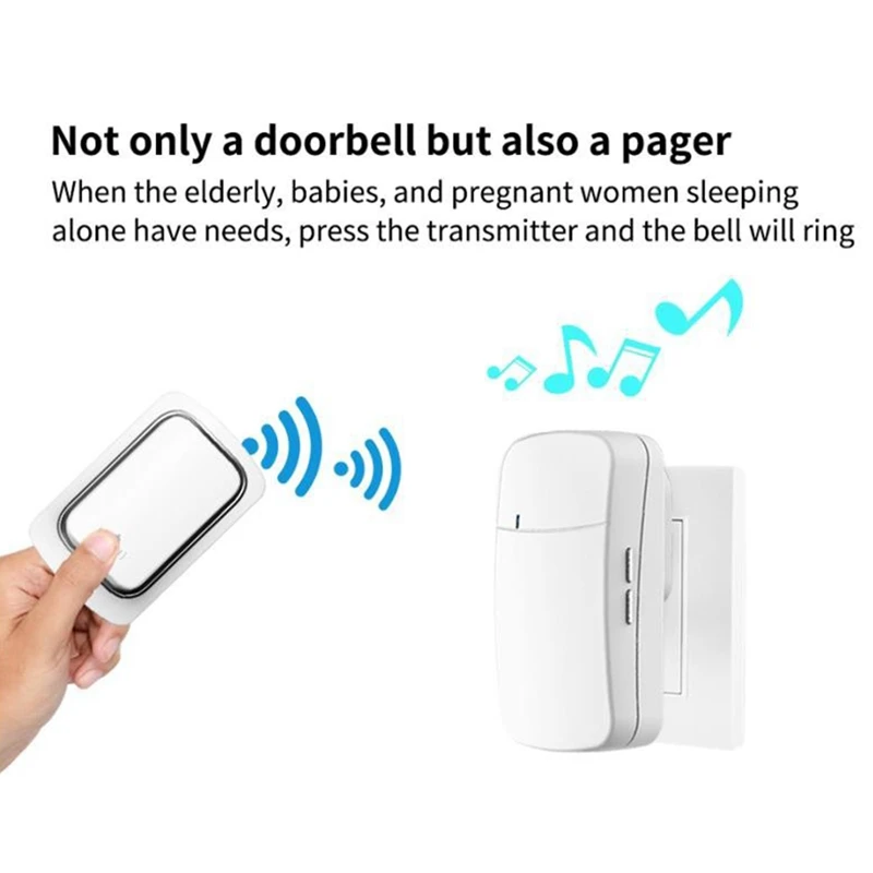 Hot Wireless Doorbell No Battery Required Waterproof Self-Powered Door Bell Home Outdoor Kinetic Ring Chime Doorbell-EU Plug