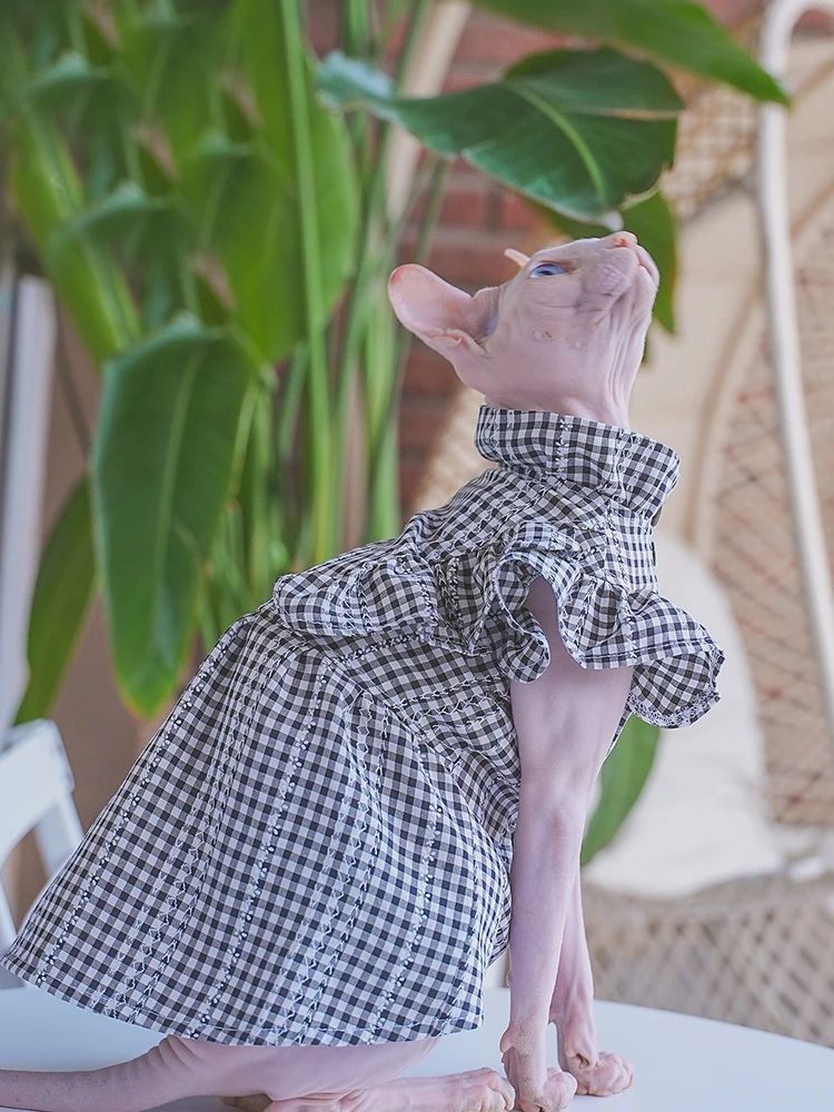 Luxury Plaid Sphynx Cat Skirt Dress Summer Pet Dresses for Cats Gotas Siamese Persian Katten mascotas Costume Puppy Dog Clothes