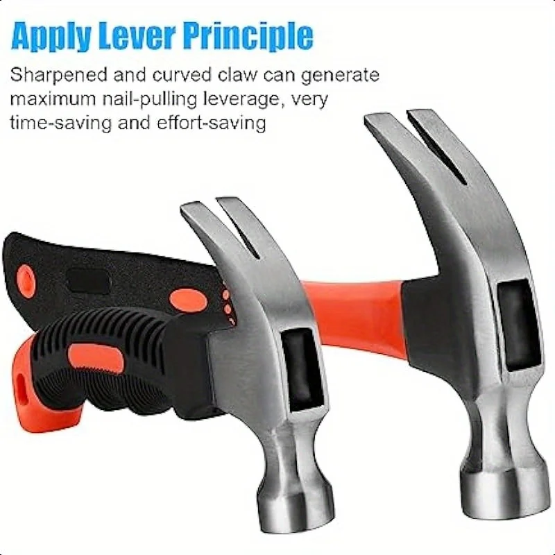 تتضمن مجموعة المطرقة المكونة من قطعتين مطرقة مخلب قصيرة مقاس 8 أونصة ومطرقة مخلب للأغراض العامة من الألياف الزجاجية سعة 16 أونصة.