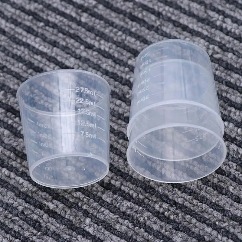 100pcs 30ml Plastic Graduated Cups Measuring Scale Cups Transparent Liquid Container for Mixing Paint Stain Epoxy Resin