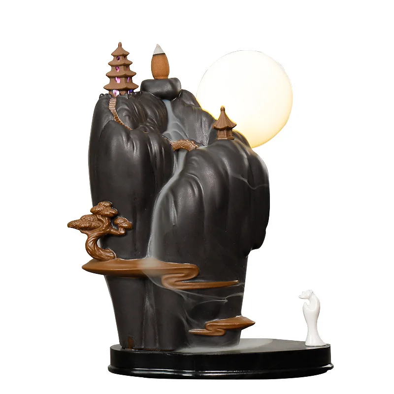 With 10Pcs Incense Cones, The Moon Led Backflow Holder Censer