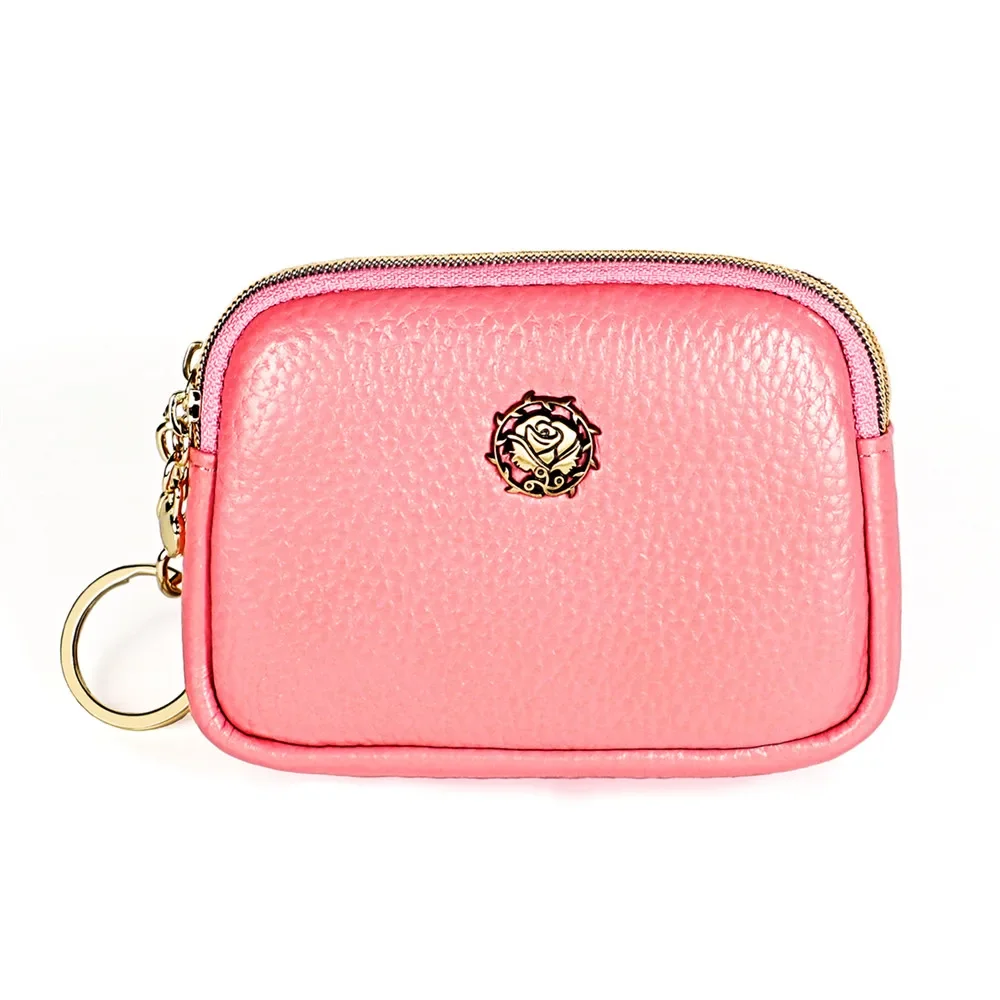 Simple Genuine Leather Women Coin Purse Double Zipper Small Purse Wallet Mini Purses