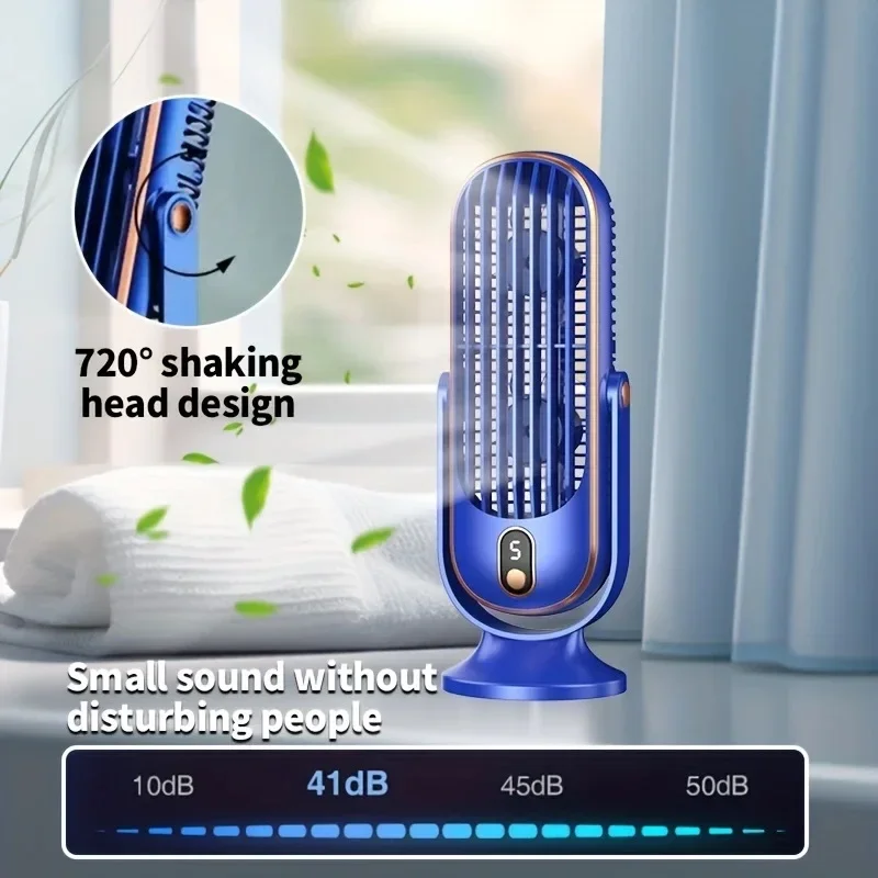 Neuer Verbesserter Tragbarer Schreibtischventilator mit Doppelmotor, Große Kapazität, Wiederaufladbarer Akku, Moderner USB-Kühlventilator, Leiser Persönlicher Ventilator für Unterwegs – Detail 7