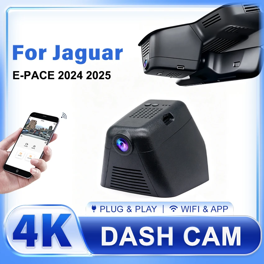 4K 2160P Dash Cam for Jaguar E-PACE 2024 2025, Car DVR Camera WiFi Recorder,OEM Design Video Recorder, Plug and Play Dashcam