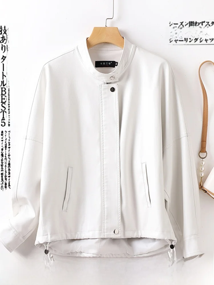 

Женская куртка из натуральной кожи, повседневная, свободного кроя, черная, весна-осень, новая модель, маленький размер, комфортная, из овчины