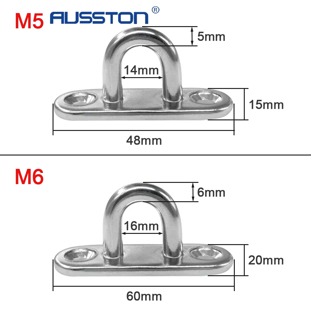 4Pcs Pad Eye Plate with Enclosed Hook 316 Stainless Steel Staple Ring Hook U-Shaped Hardware for Boat Swing Durable Metal Hook