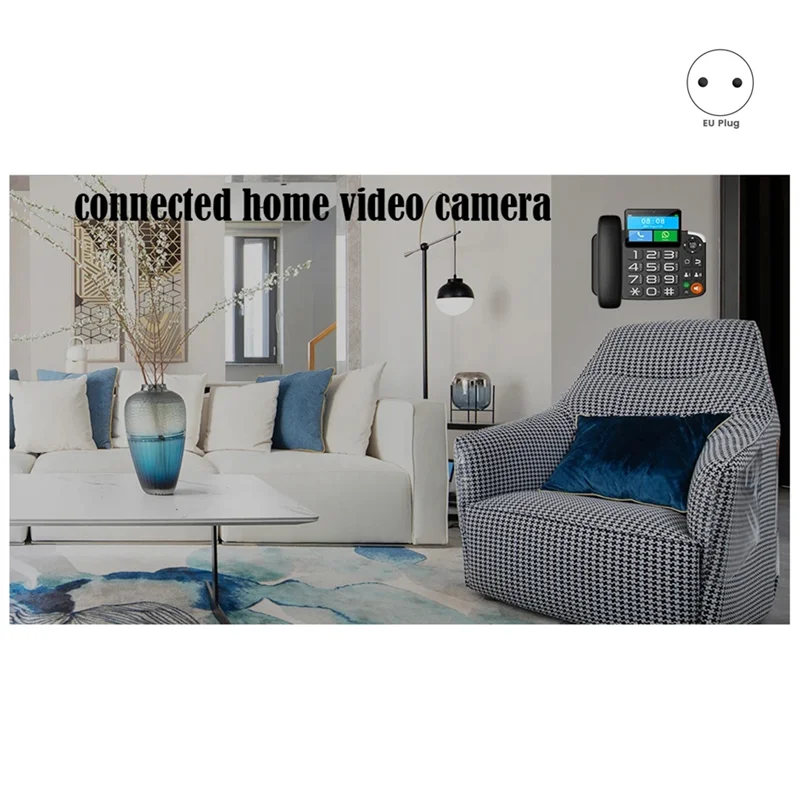 REPLA-TUYA Telefono con registrazione video WIFI Telefono con scheda SIM wireless con rete 4G e allarme radio per Home Office EU-PLUG