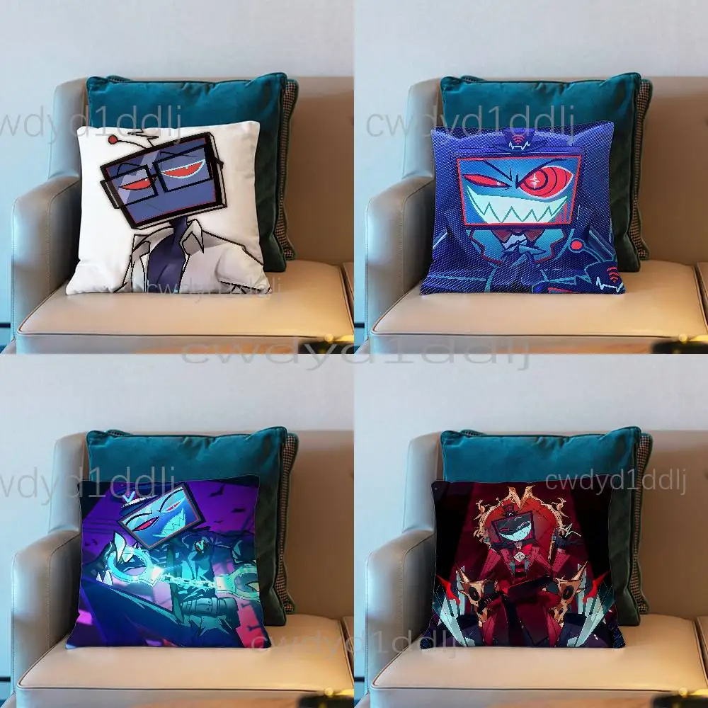 

H-Hazbin VOX H-Hotel Trust Us Pillow Case Short Plush Sofa Decorative Gift Home Double-sided Printing Cushio