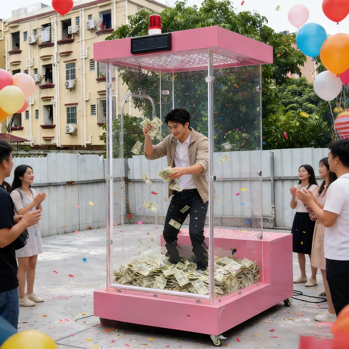 Real money grabbing machine, lottery ticket grabbing machine, electric music broadcast timer, speaker, colorful dazzling lights,