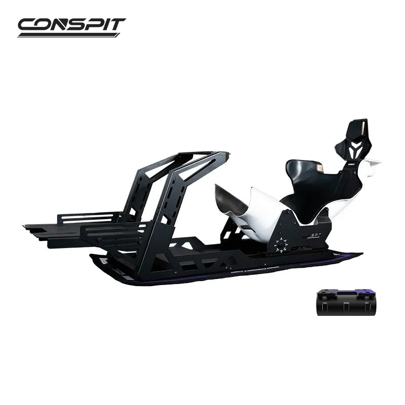 CONSPIT FP-Lite Racing Simulator Cockpit Stand (with/without  Vibration Module) + Purple/White  Seat + Headrest