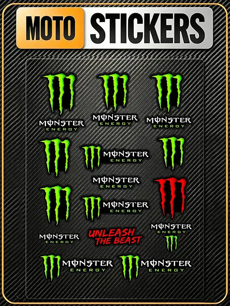 

Универсальные водонепроницаемые светоотражающие декоративные наклейки Monster Energy для маскировки царапин на автомобиле, мотоциклетном шлеме, стакане для воды, холодильнике