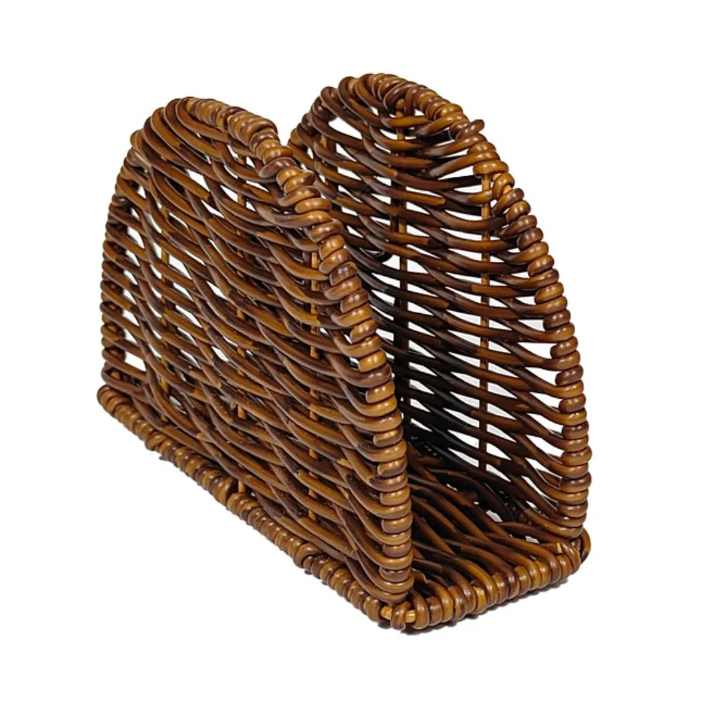 Creative Simulated Rattan Napkin Holders Rustic Style Space-Saving Vertical Napkin Dispenser Stable Retro
