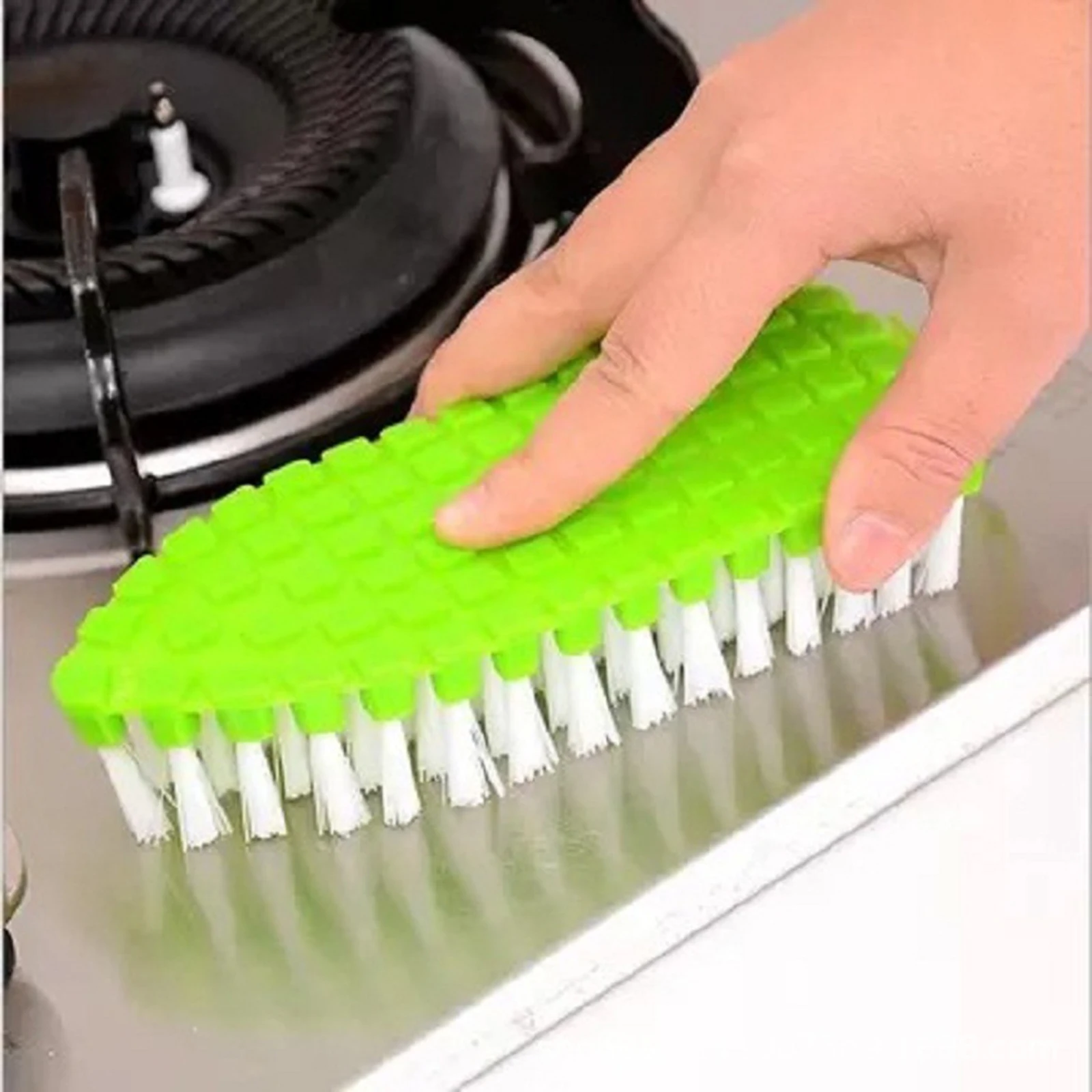 Bendable Flexible Scrub Brush Multi Purpose Heavy Duty Kitchen Cleaning Tool With Comfort Grip & Stiff Bristles