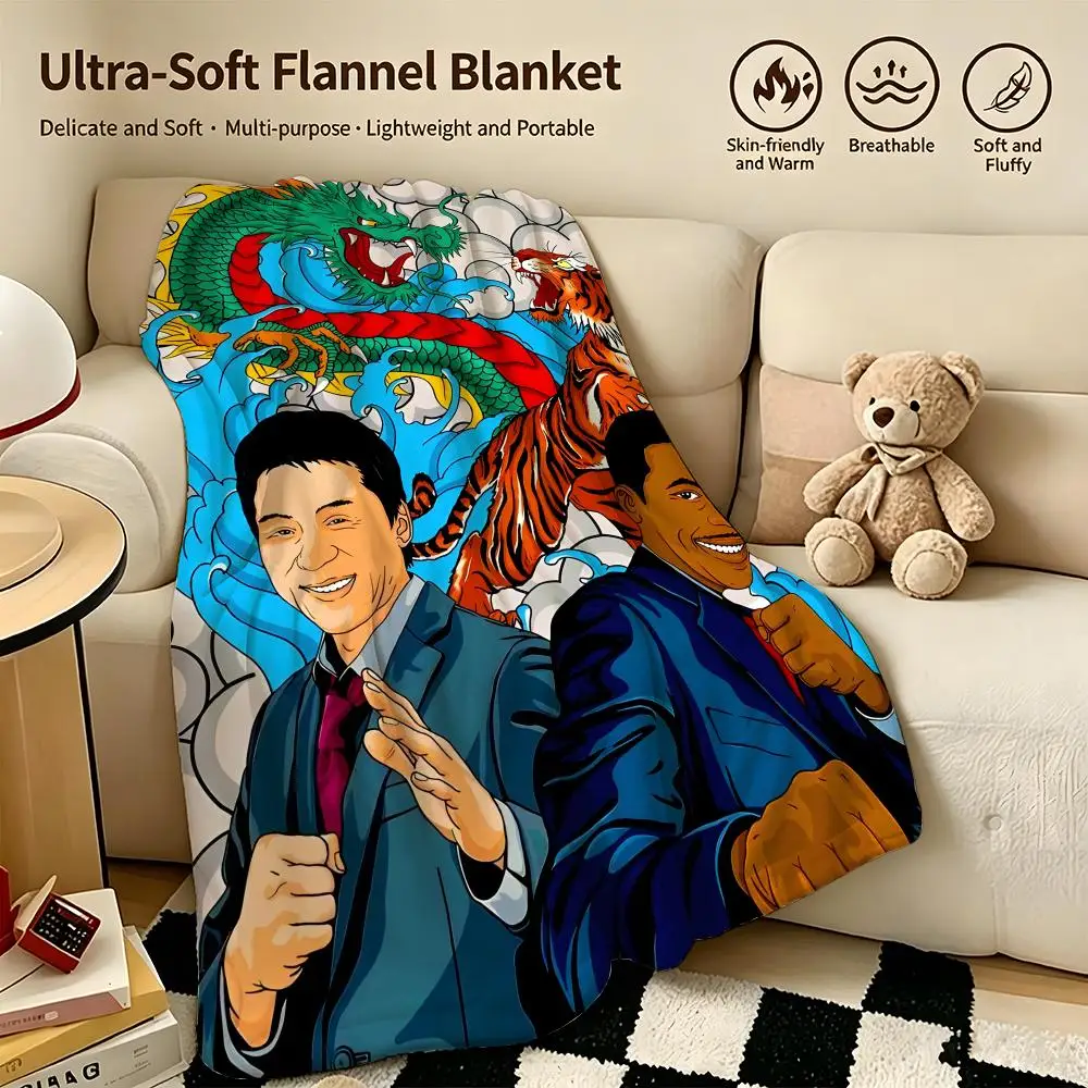celebrity J-Jackie Chan-N Throw Warm Soft Flannel Blanket, Multi-use for Sofa Bed Camping Travel Nap