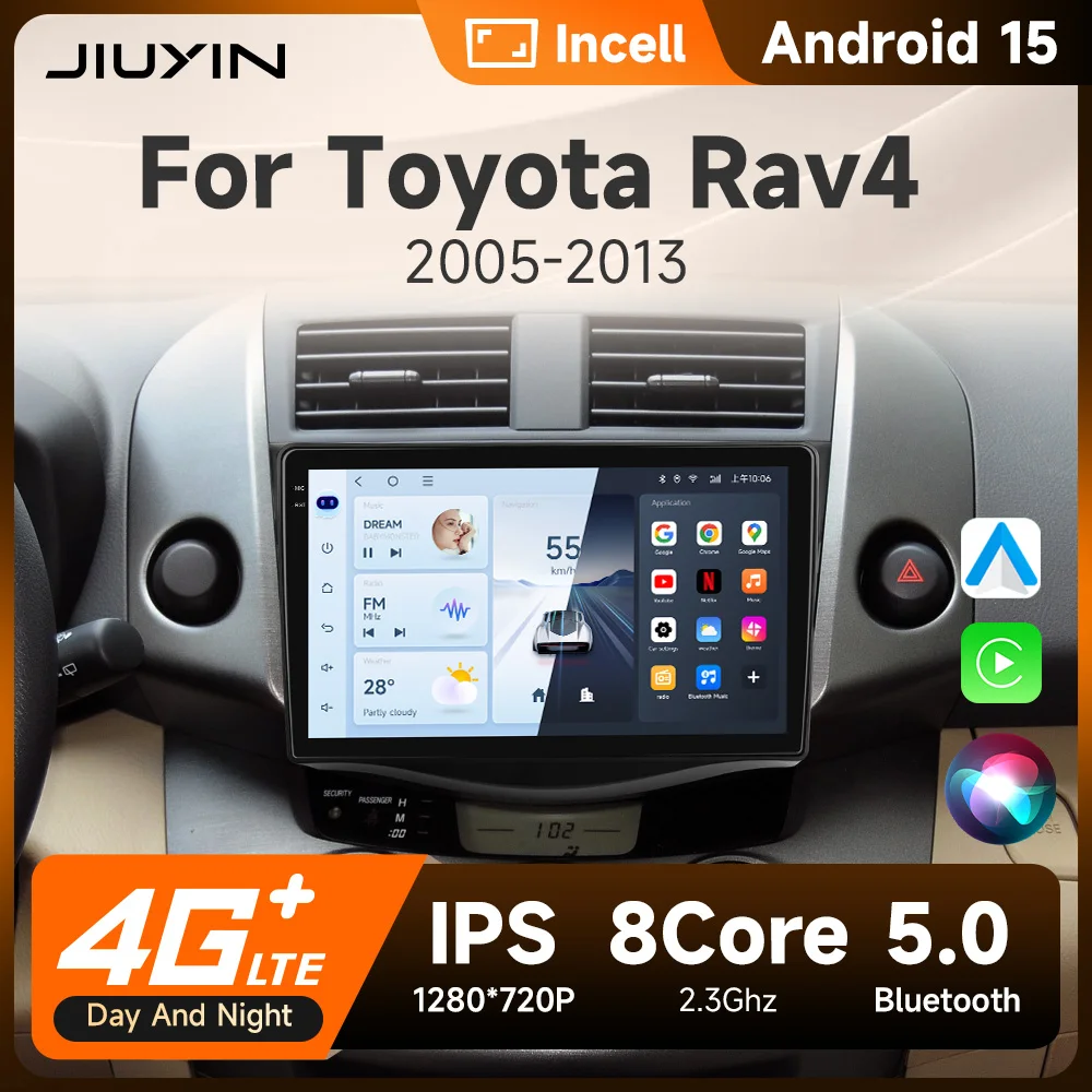 8G128G sans fil Carplay Android 15 Auto autoradio 9 "écran lecteur multimédia pour Toyota RAV4 2006-2012 autoradio 2 din stéréo