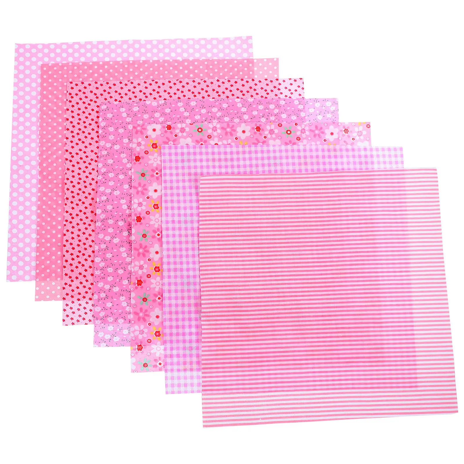 

7 Pcs Cotton Twill Fabric Printed Floral Pattern Sewing Craft Cloth Pink Quilting Patchwork Home Decor Table Runner Pillows