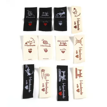 漫画の縫製機のパターン,長方形のポリエステルラベル,手作り,刺garment,衣類のタグ,100個