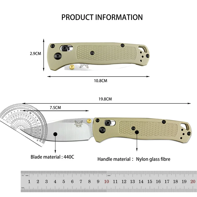 BM535 folding knife Nylon fiber handle 440C blade, outdoor tactical Hunting self-defense Hiking Utility EDC tool, men\'s gift