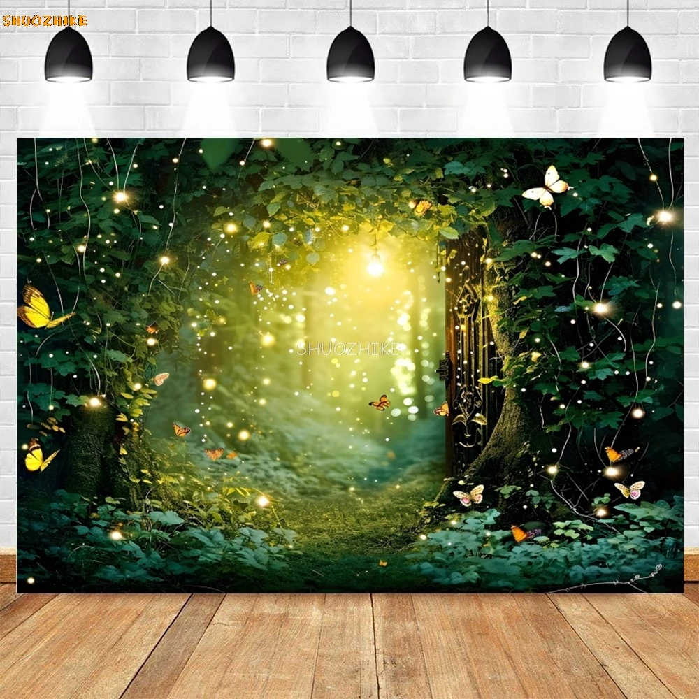 Fairy Tale Forest Photography Backdrop Wonderland Dreamy Jungle Mushroom for Baby Birthday Party Portrait Photo Background Props