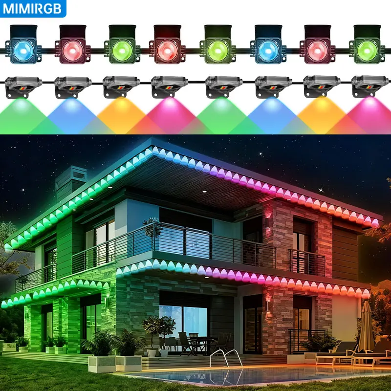 300FT 180LEDs Permanent Outdoor LED Eaves Lights String Smart RGB DlY Auto Scene Lighting Effects Home Christmas Halloween Decor
