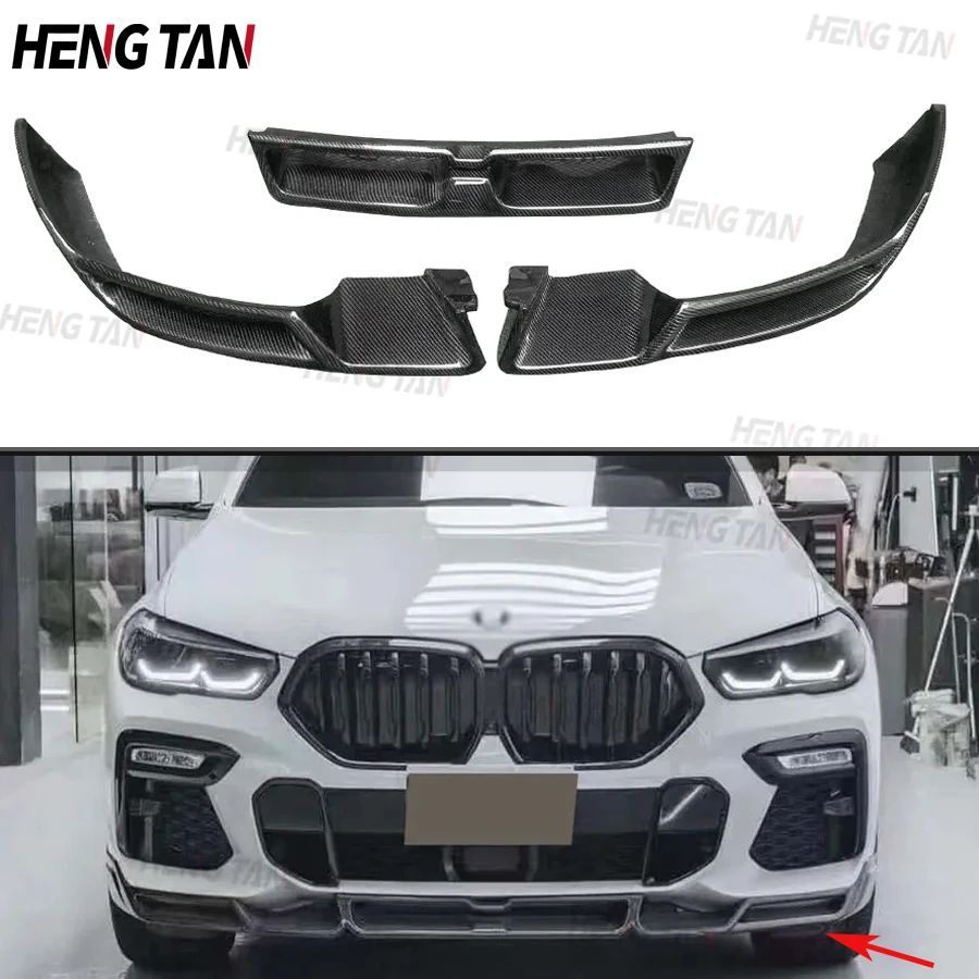 

For BMW X6 Series G06 2019-2023 Carbon Fiber Car Front Bumper Splitter Front Lip Chin Spoiler Diffuser Parts LD Style