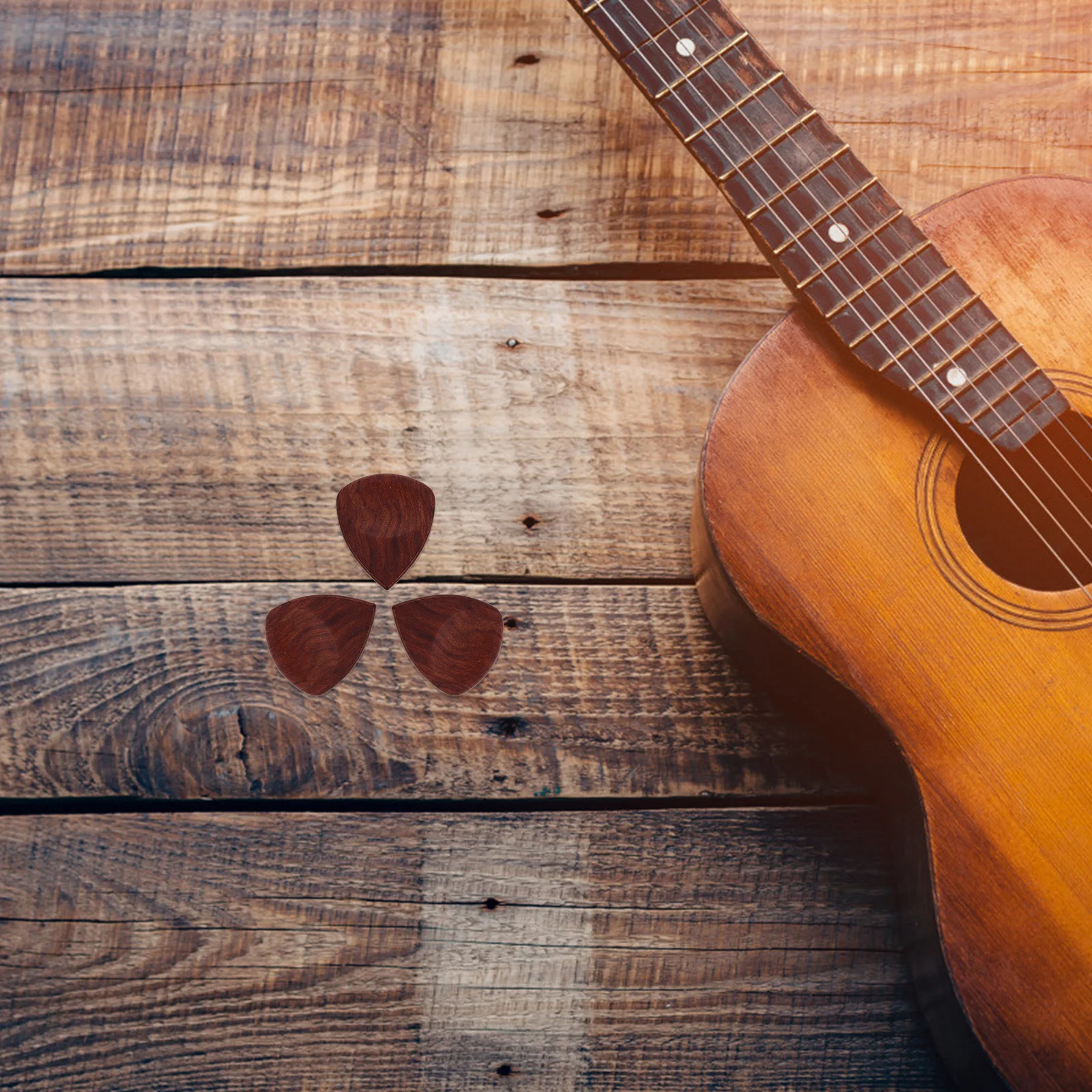 

1set 1Set Wooden Guitar Picks Premium Solid Wood Folk Electric Stringed Instrument Practice Performance Accessories Portable