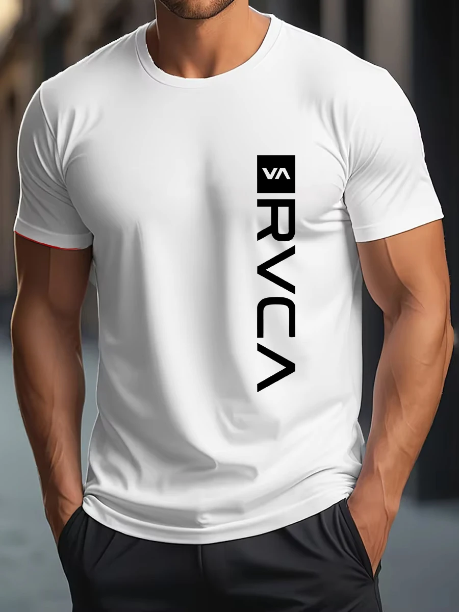 Camiseta informal para hombre, camiseta con estampado RVCA, camiseta gráfica de verano de manga corta, 100% algodón, S-4XL