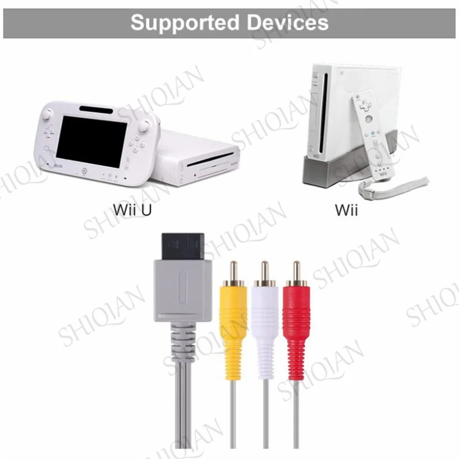 100 pièces 1.8m composant câble Audio vidéo AV Composite 3 câble RCA pour sortie vidéo principale 480p pour console Wii