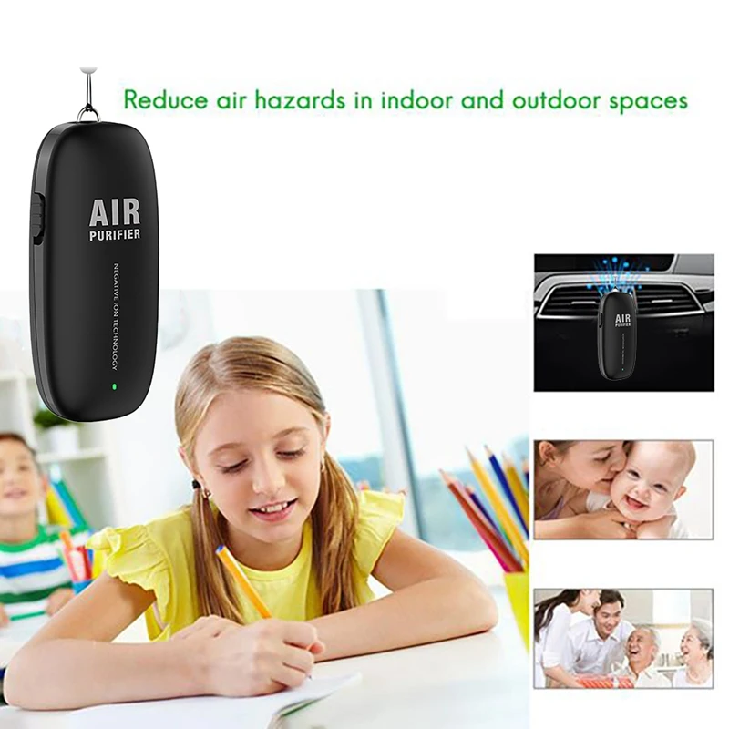 150 Million Negative Ion Air Purifier Personal Wearable Mini Portable Ionizer 1000Mah Battery Car Air Freshener