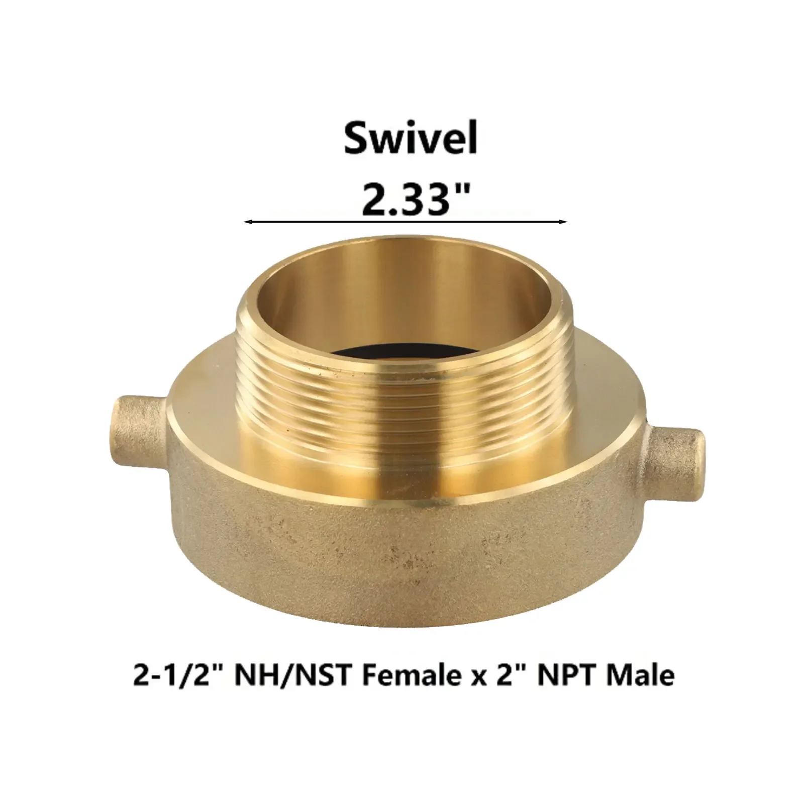 2 1/2 NST Female To 2 NPT Male Fire Hydrant Adapter Made Of Brass With Swivel Coupling For Easy Fire Hose Attachment