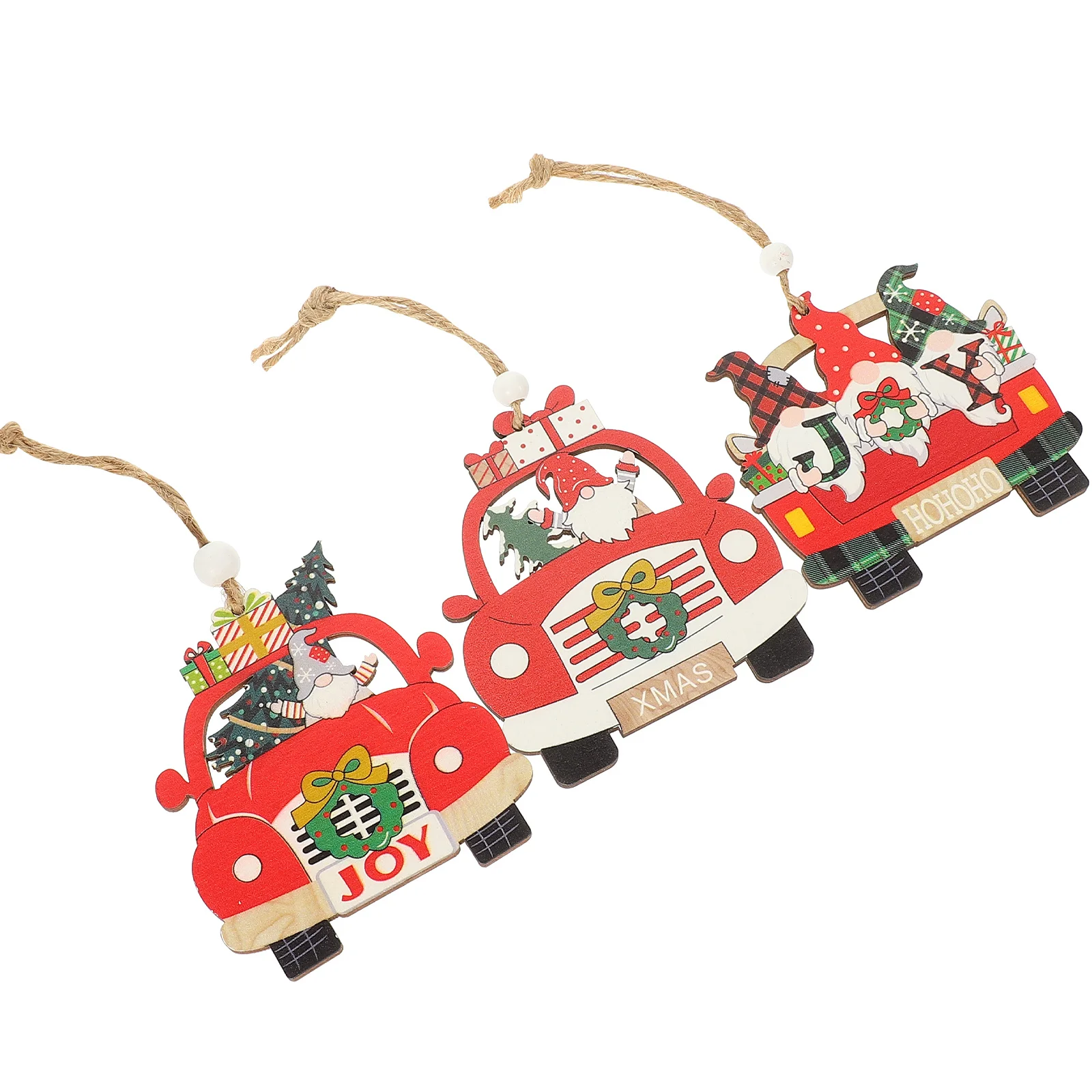 3 قطعة علامة معلقة خشبية عيد الميلاد تحت عنوان شكل سيارة ديكور لباب جدار حديقة عيد الميلاد الطرف الديكور حلي معلقة #2