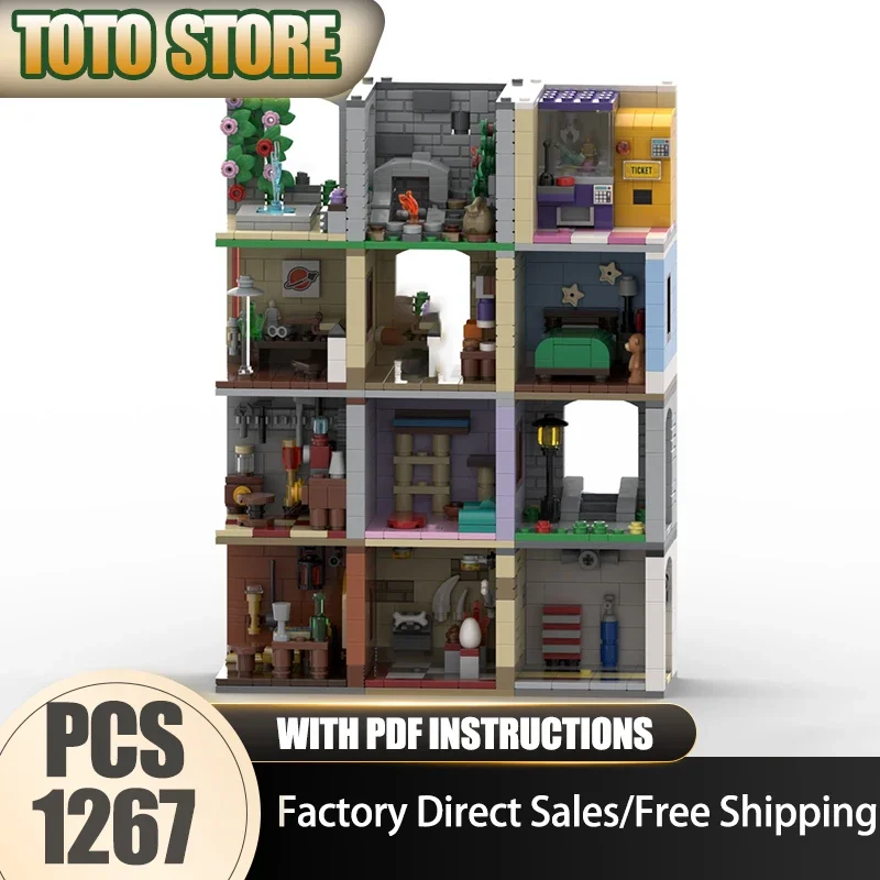 City Street View Moc Building Bricks Modular Vignette/Habitat Bundle Model Technology Modular Blocks Christmas Set DIY Toy Gifts