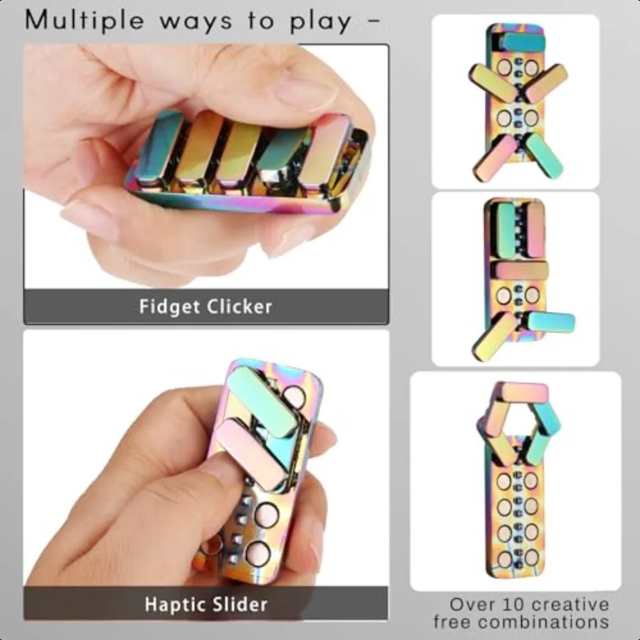 Zappelspielzeug für Erwachsene, Metall-Fidget-Slider, EDC, magnetischer, haptischer Fidget-Clicker mit 3 Geräuschstufen, laut, leiser, leiser Fidge für Erwachsene