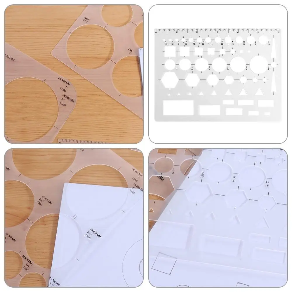3Pcs 3 Sizes Round Templates Transparent Multi-use Circle Stencils for Drawing Creativity Durable