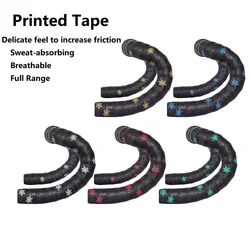 2Pcs Bike Handlebar Tape Print Anti-slip EVA Sweat Absorption and Shock Absorption Cycling Wrap End Plug for Cycling Lover